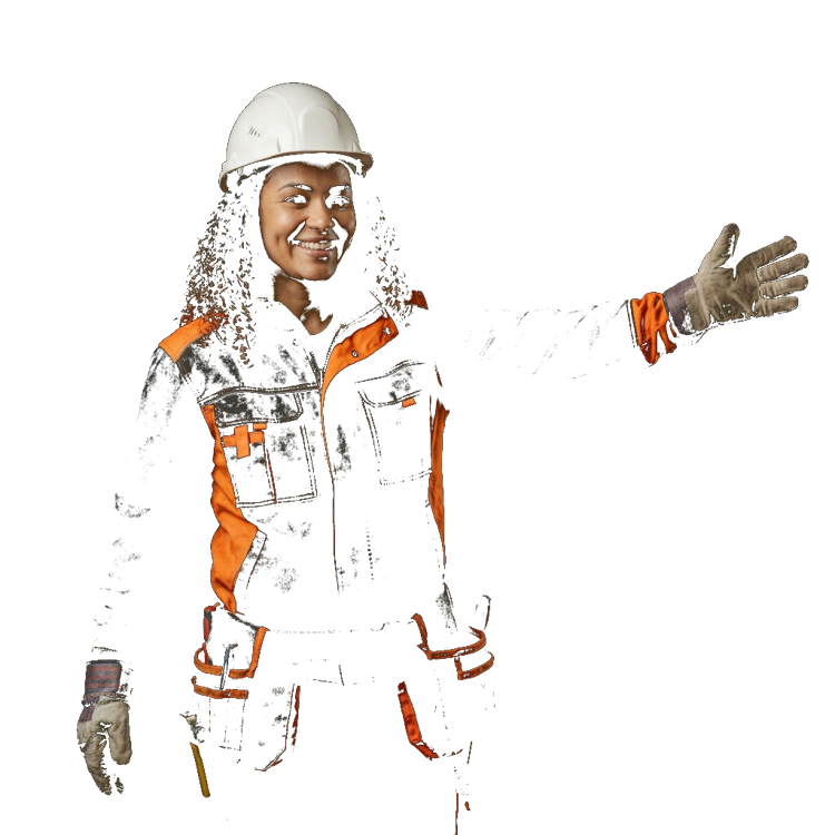 Profissional da MBRUN de capacete, pronta para o primeiro passo da obra.